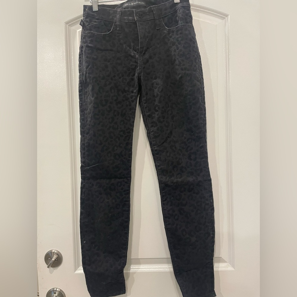 Rock & Republic Black Cheetah Print Pants